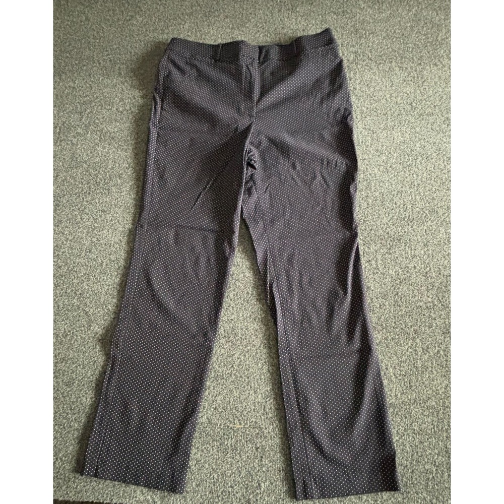 Lane Bryant 18R Navy Blue Polka Dot Straight Leg Stretch Trousers Work Pants
